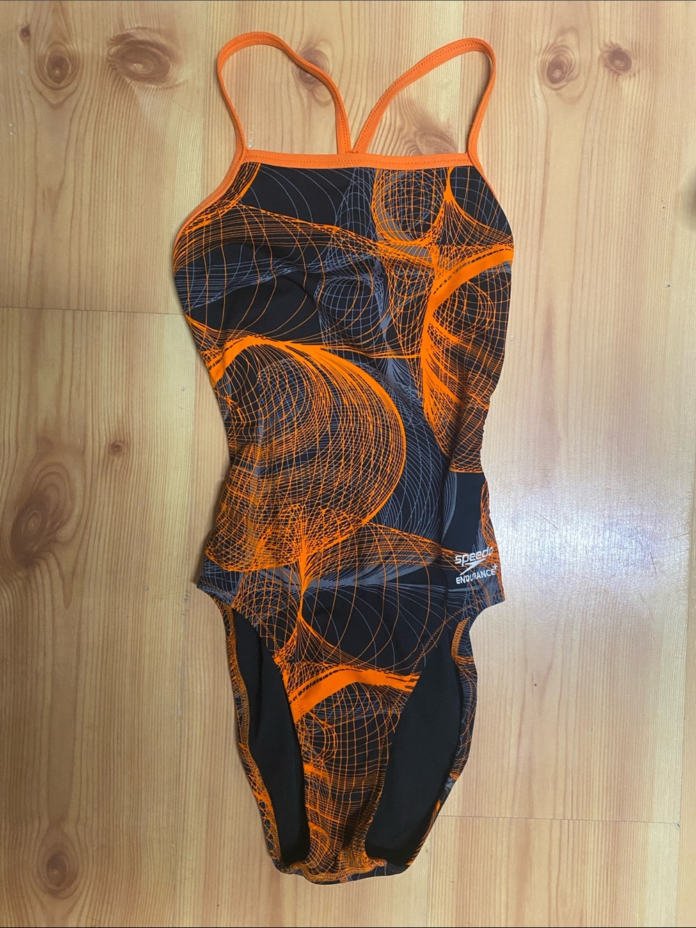 Speedo Endurance+ Orange and Black One-Piece Swimsuit ( worn once)